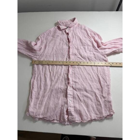 Vineyard Vines Men’s Size 100% Linen Shirt Pink Long Sleeve Large - Picture 5 of 6